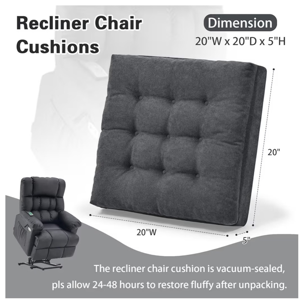Dark Gray SQUARE Comfort Seat Cushion 20x20x5”